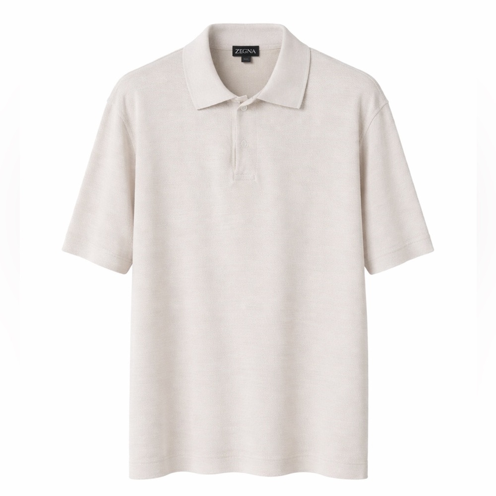 Zegna Beige Cotton Textured Polo Shirt